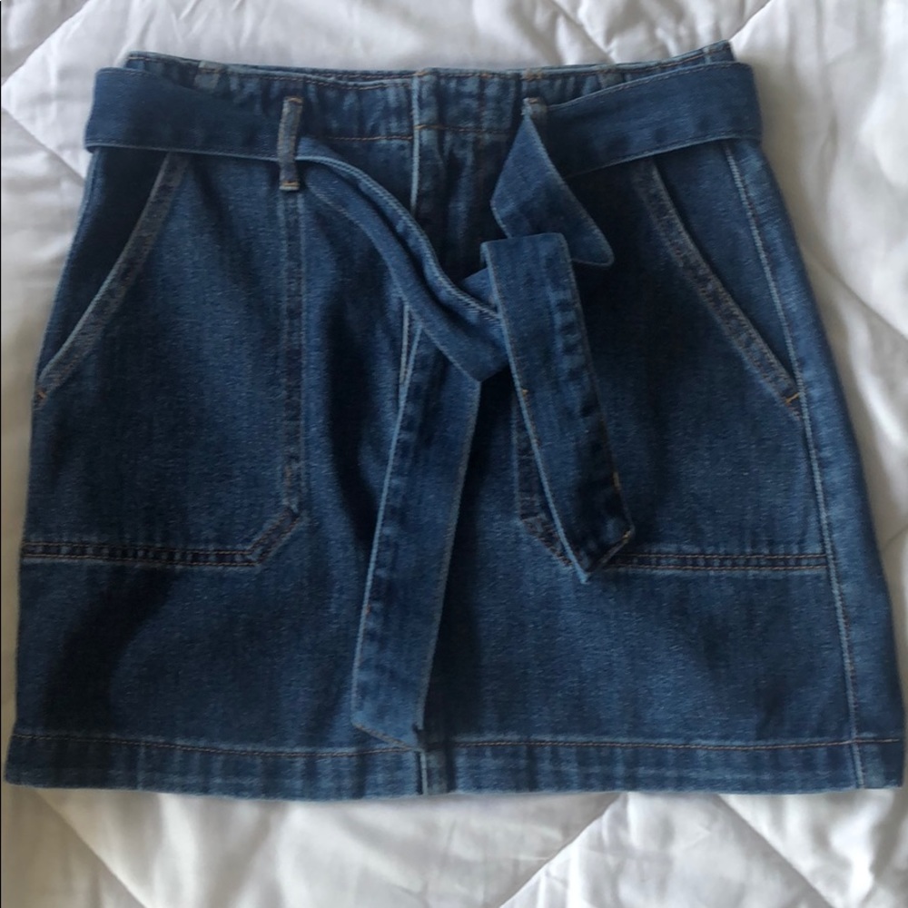 belted denim skirt